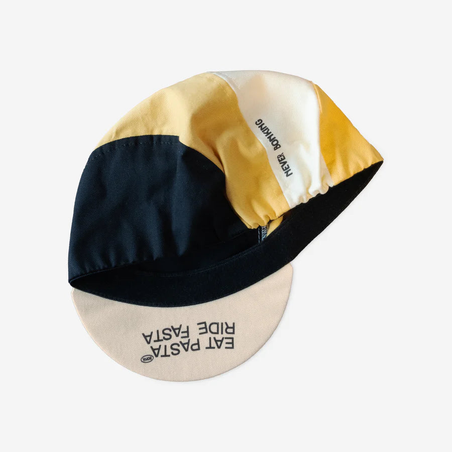 BONK - Pasta Cycling Cap - Black/Yellow - Nuremberg, Germany - Folded
