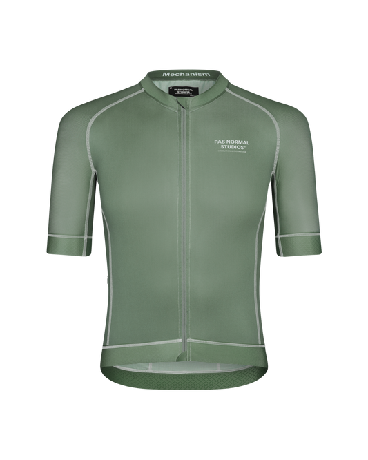 Pas Normal Studios - Men's Mechanism Jersey - Khaki Green - Nuremberg Germany - Front View