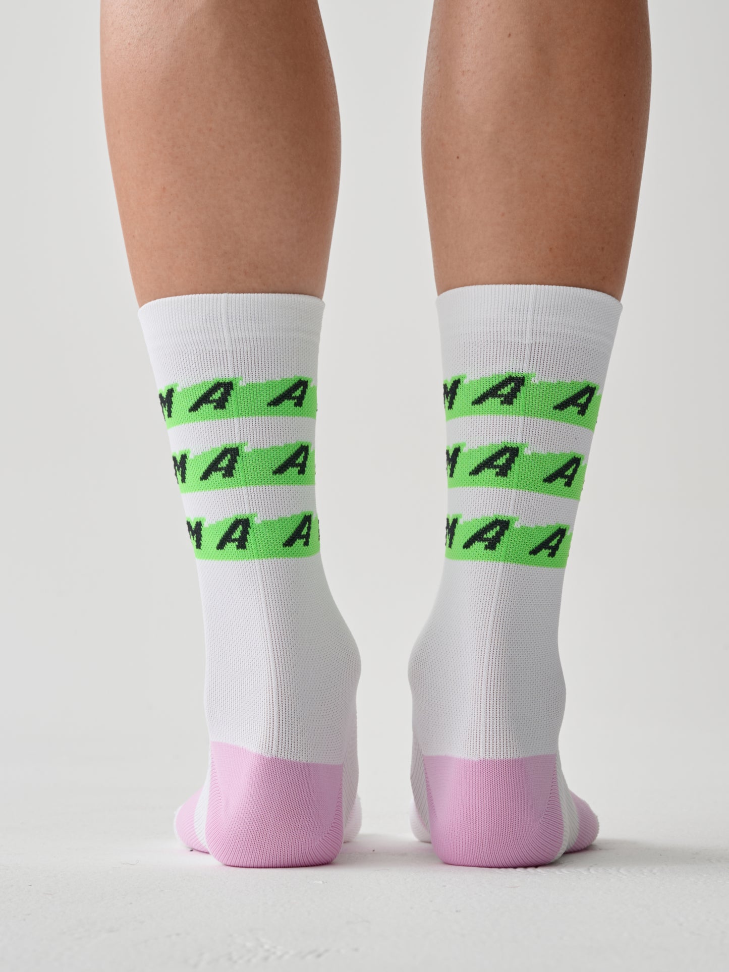 MAAP - Evade X Sock - White / Fluro Green - Nuremberg, Germany - Back view