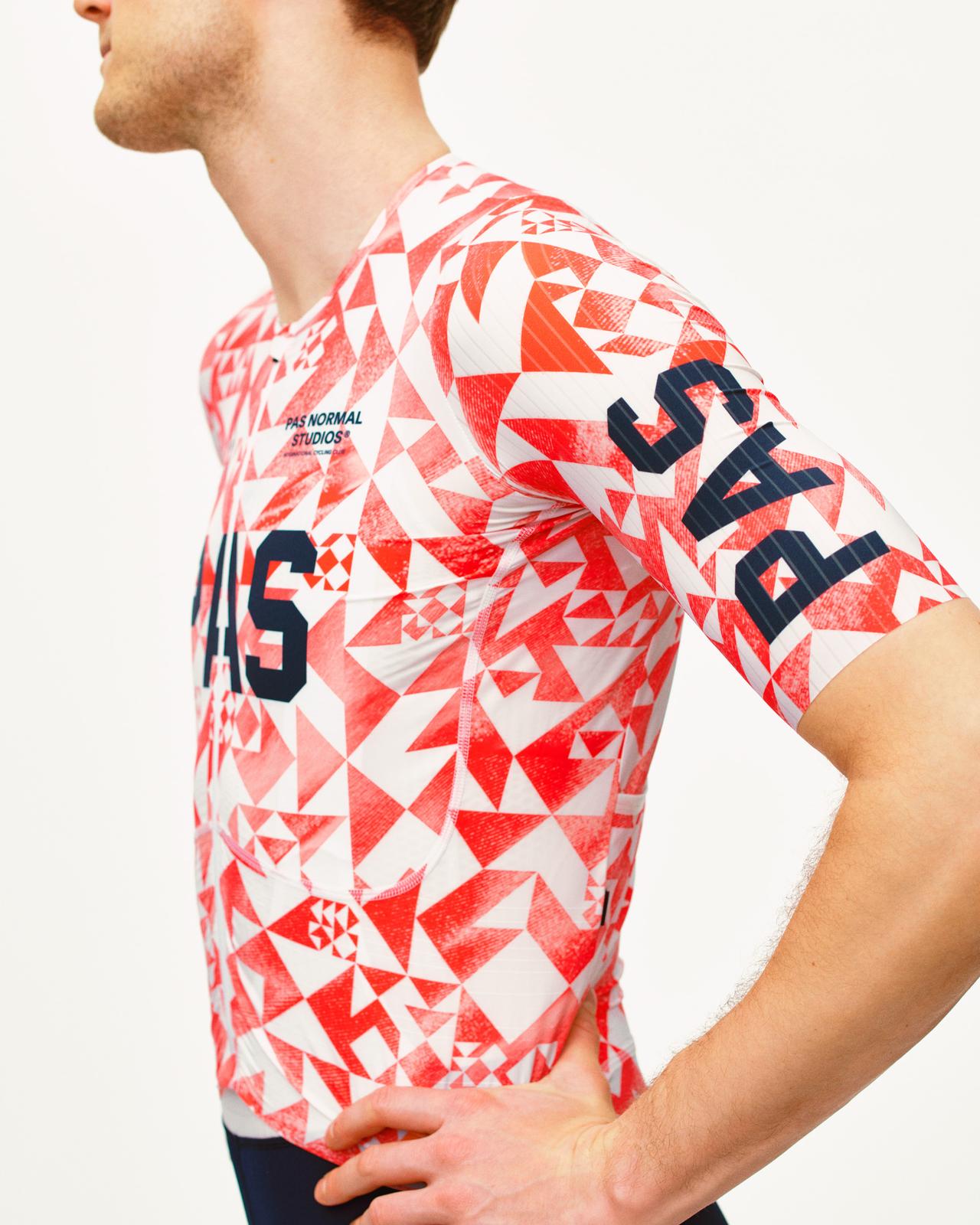 Pas Normal Studios - PAS Men's Mechanism Pro Jersey - PAS Origami - Nuremberg, Germany - Side view on model