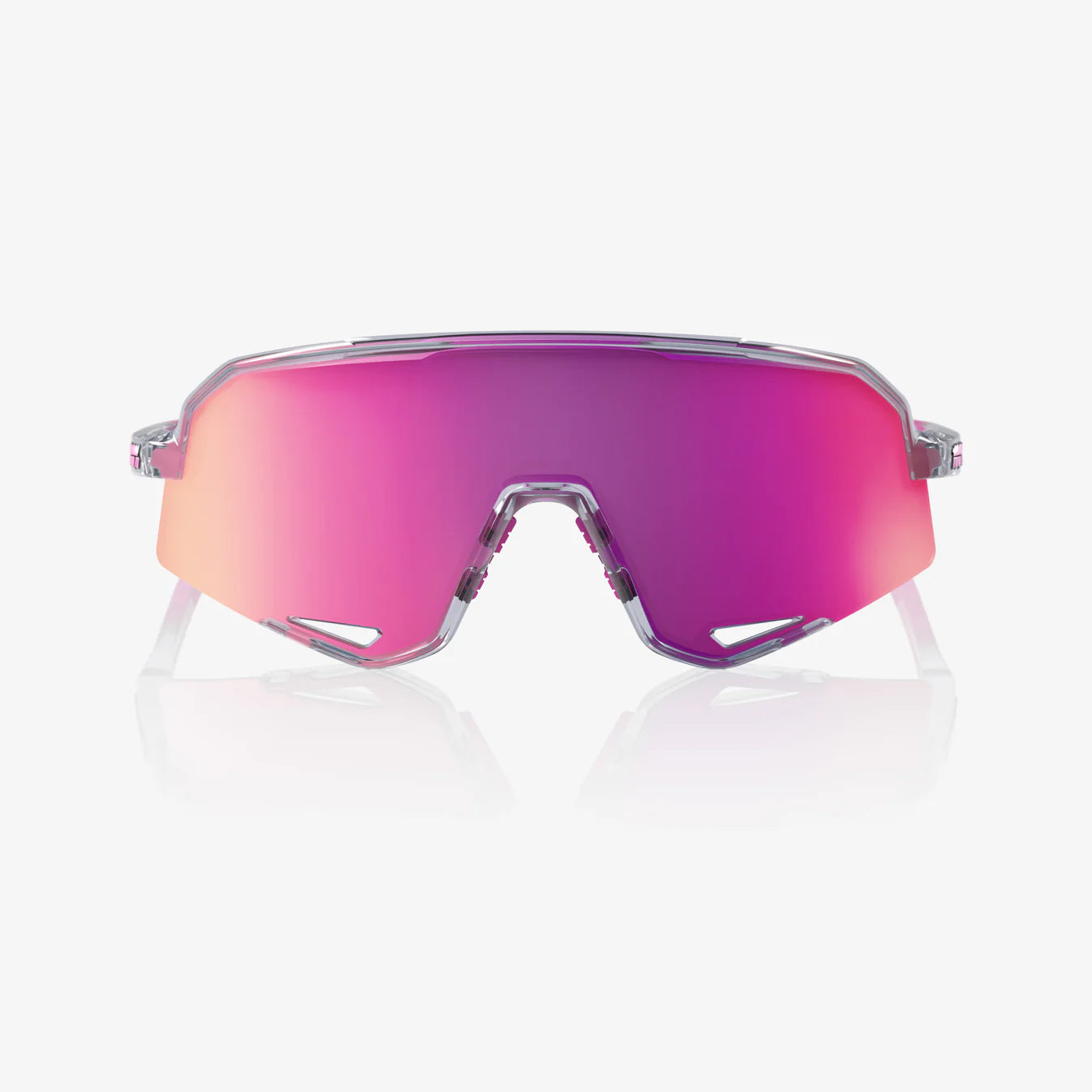 100% - Speedcraft XS - Polished Translucent Grey - Purple Multilayer Mirror Lens - Nuremberg, Germany - Front view