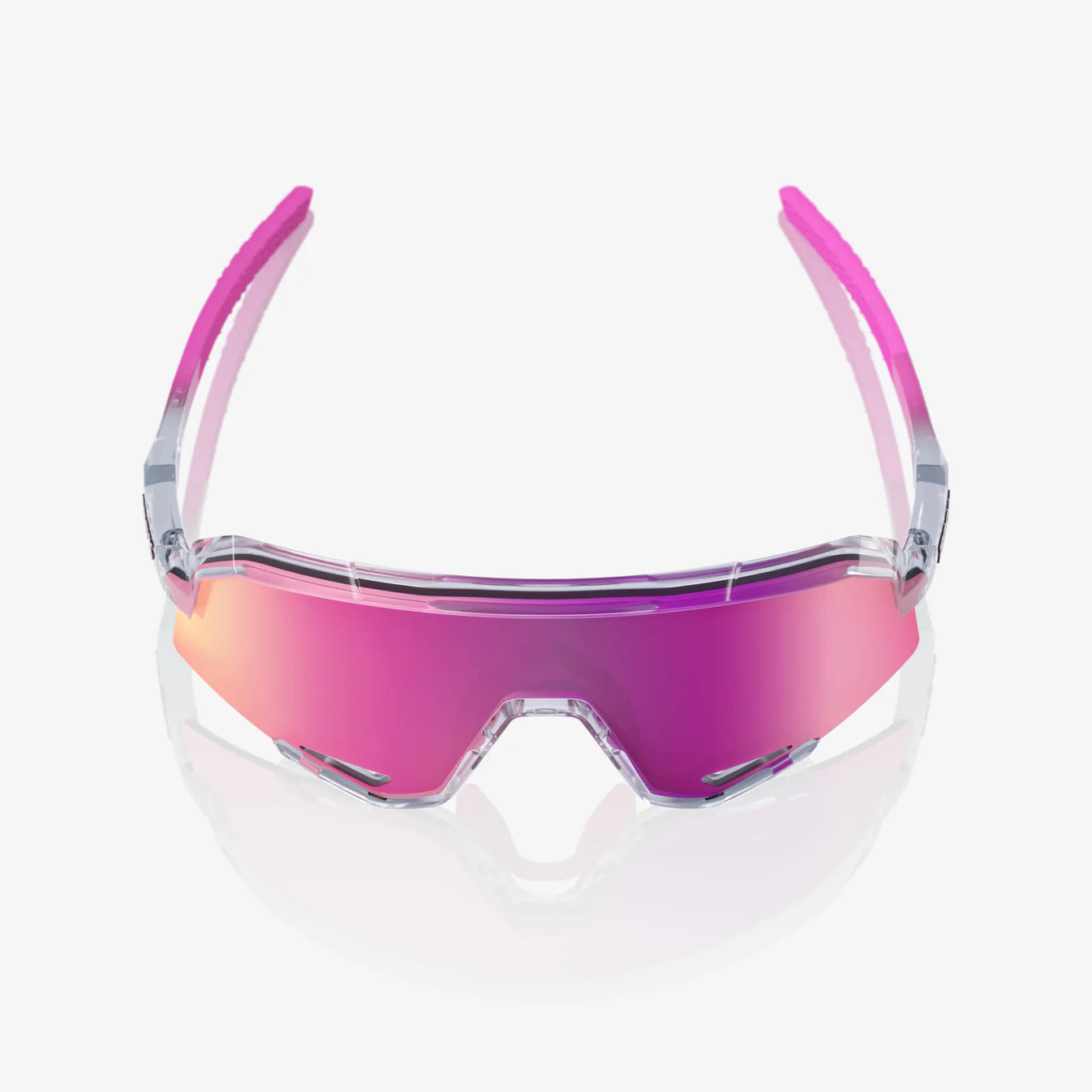 100% - Speedcraft XS - Polished Translucent Grey - Purple Multilayer Mirror Lens - Nuremberg, Germany - Top view