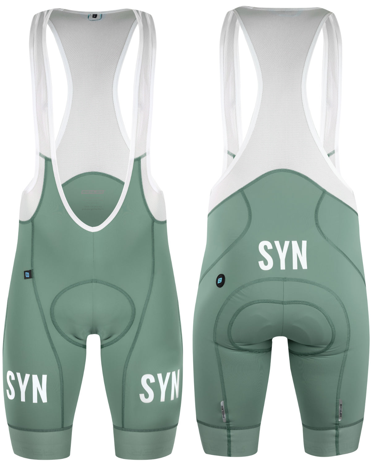 SYN - Training Bib Shorts - Sage - Front and Back - Nürnberg Deutschland