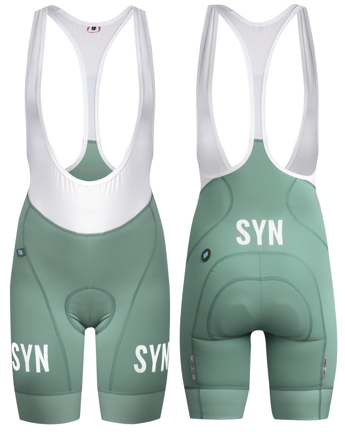 SYN - Training Bib Shorts - Sage - Front and back - Nürnberg Deutschland