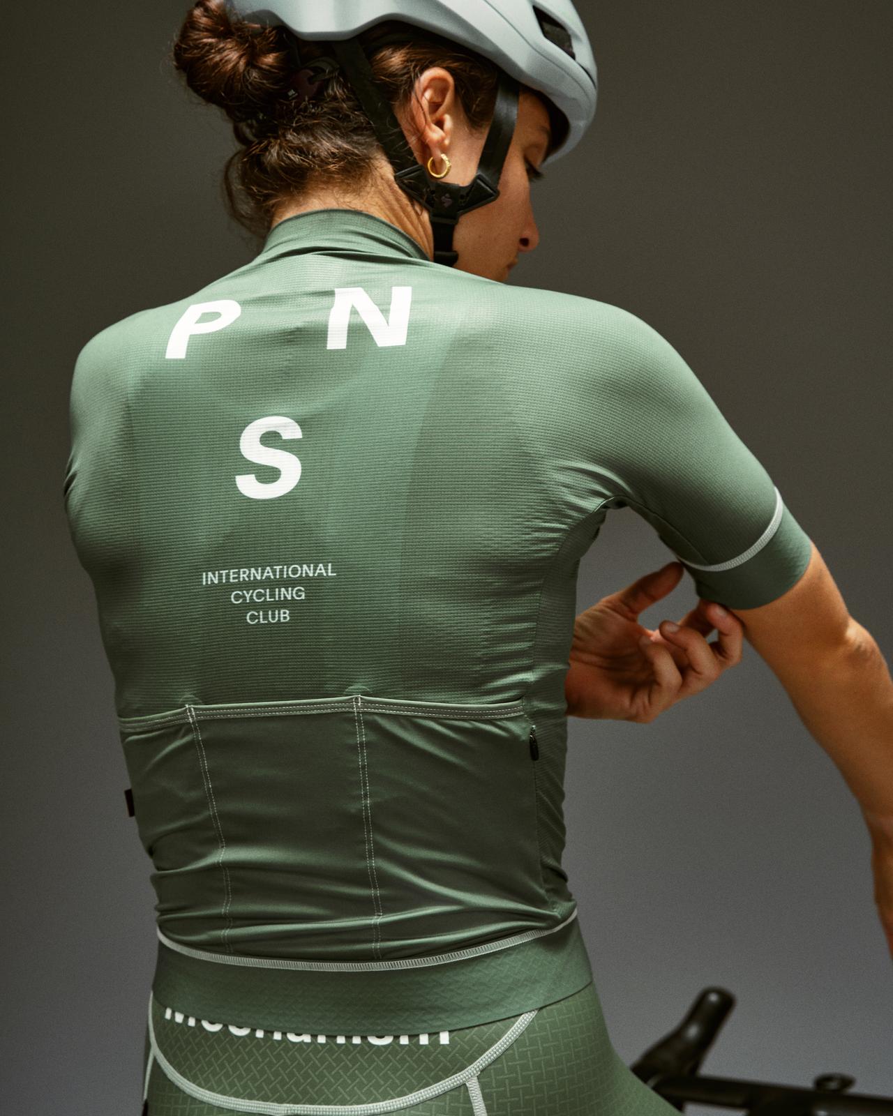 Pas Normal Studios - Women's Mechanism Jersey - Khaki Green - Nuremberg Germany - On model