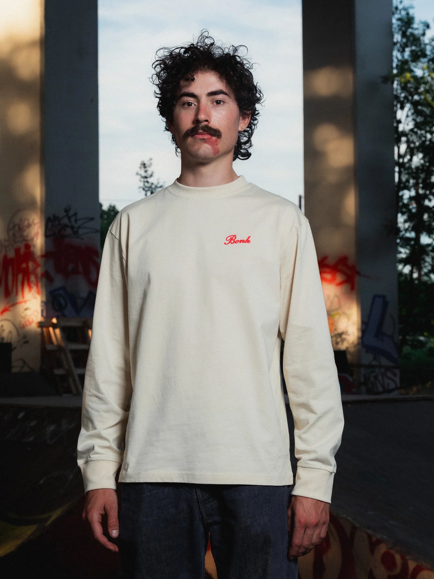 BONK - Script Long Sleeve T-shirt - Bone - Nuremberg, Germany