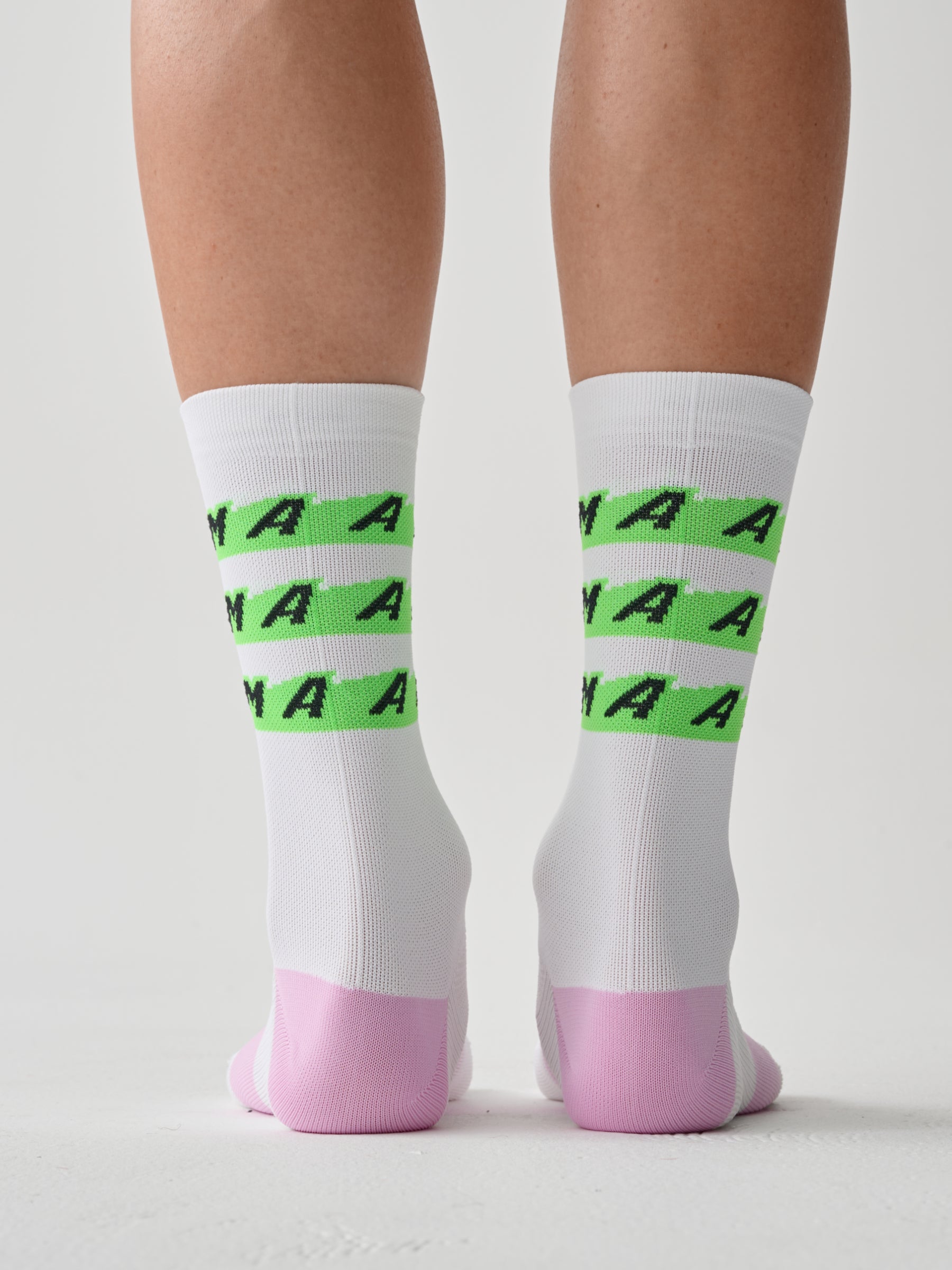 MAAP - Evade X Sock - White / Fluro Green - Nuremberg, Germany - Back view