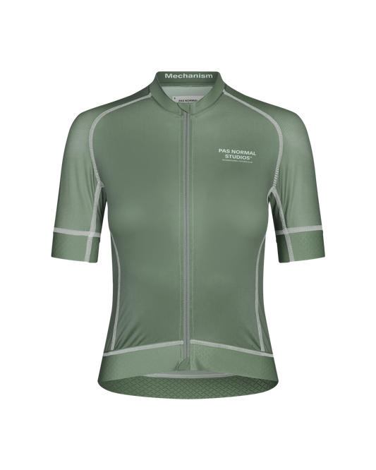 Pas Normal Studios - Women's Mechanism Jersey - Khaki Green - Nuremberg Germany - Front View 